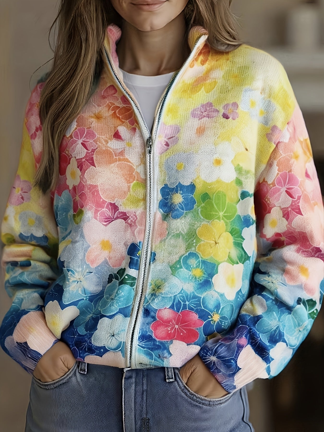 Augusta | Cardigan Floral Aquarelle