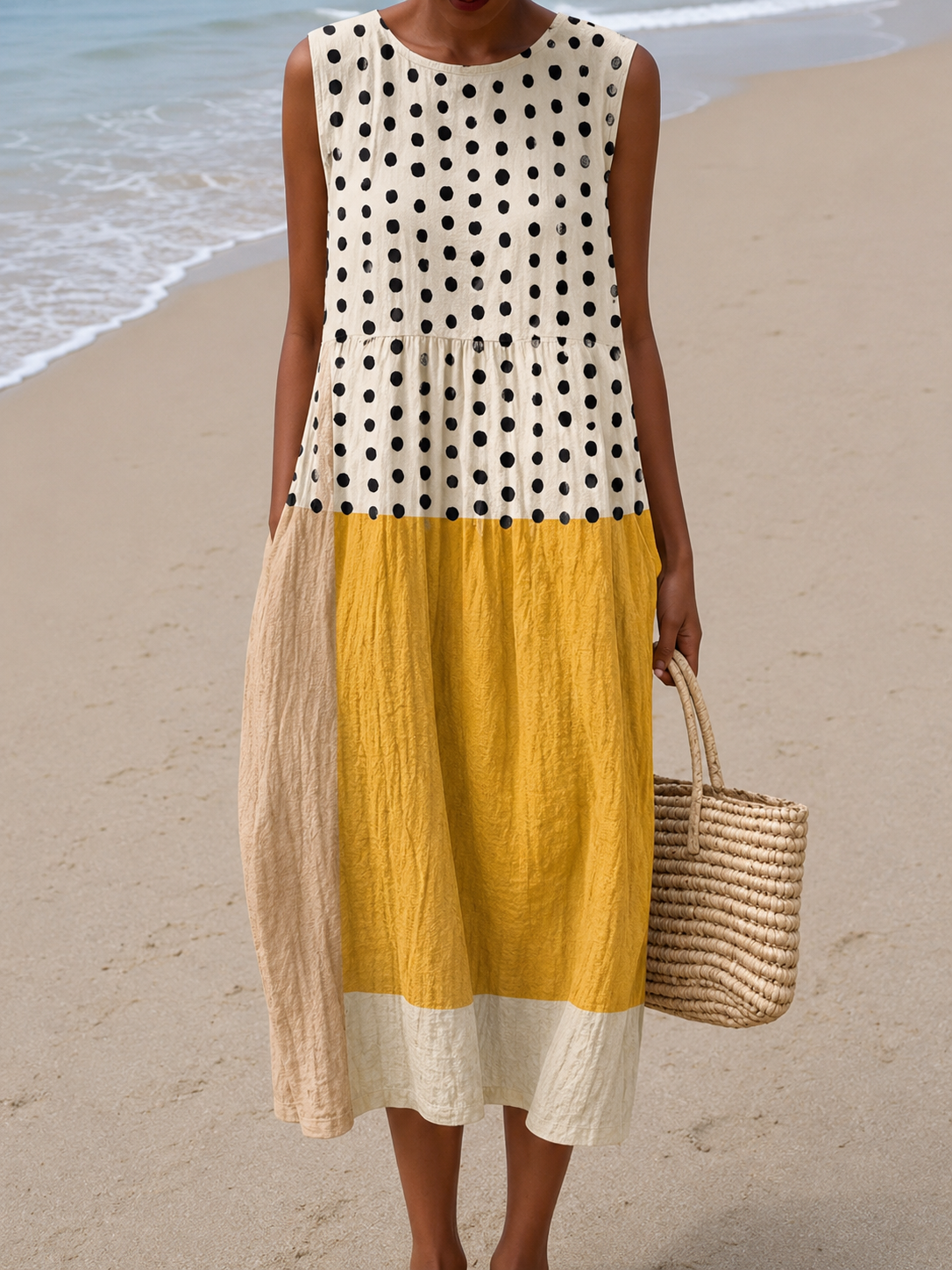 AliceLeon™ | Robe Midi à Pois Colorblock