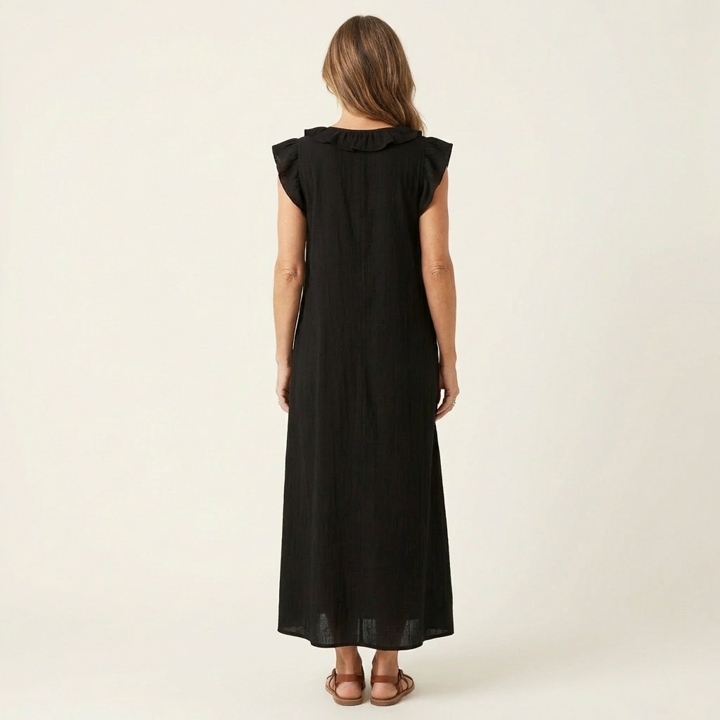 Robe Maxi en Lin à Volants