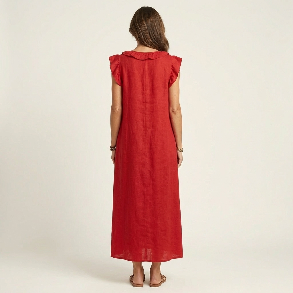 Robe Maxi en Lin à Volants
