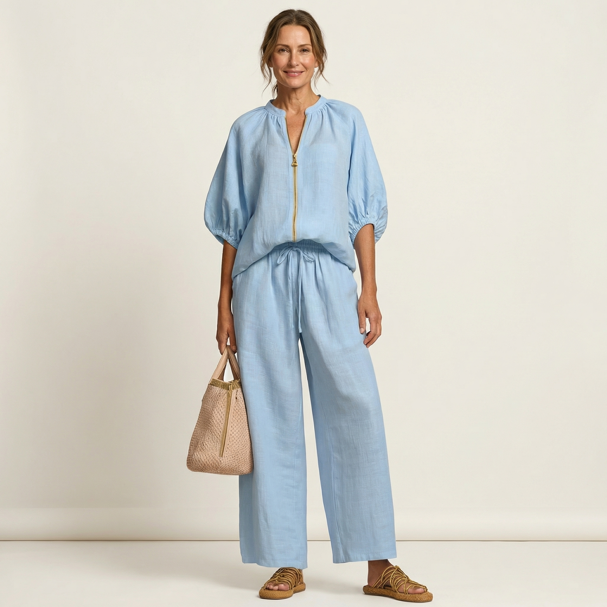 Ensemble à Manches Bouffantes Zippé