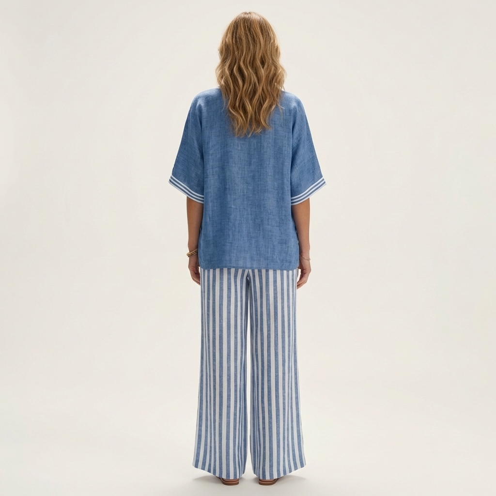 Ensemble Rayé à Col V