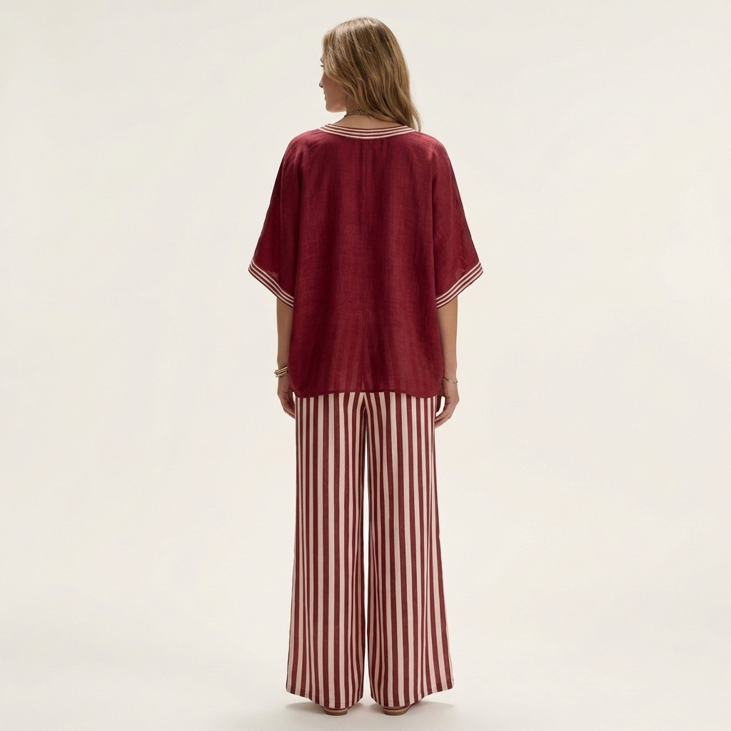 Ensemble Rayé à Col V