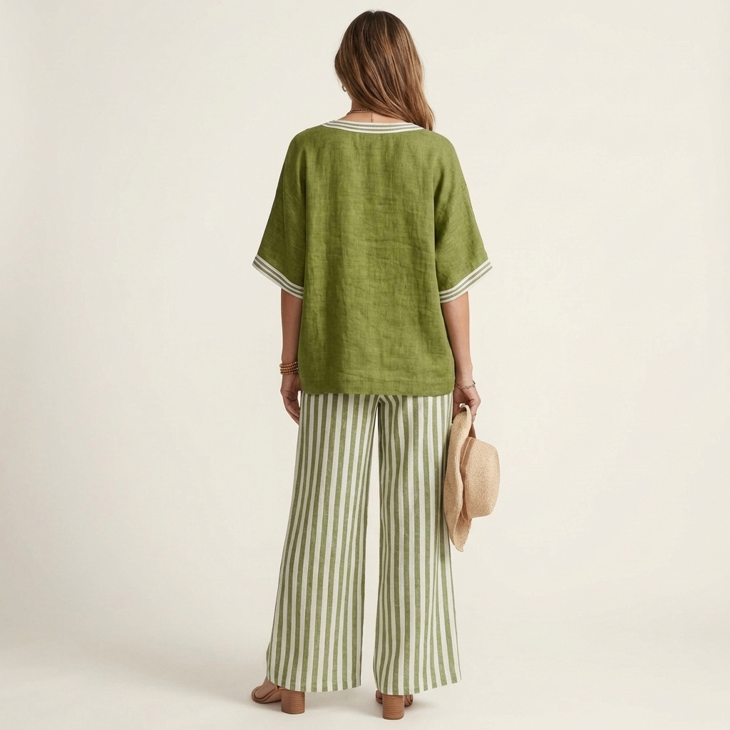 Ensemble Rayé à Col V