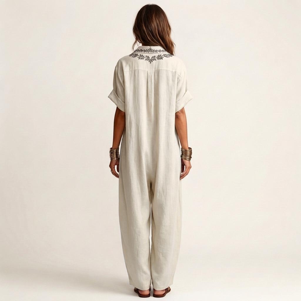 Maxi Robe en Lin Brodé