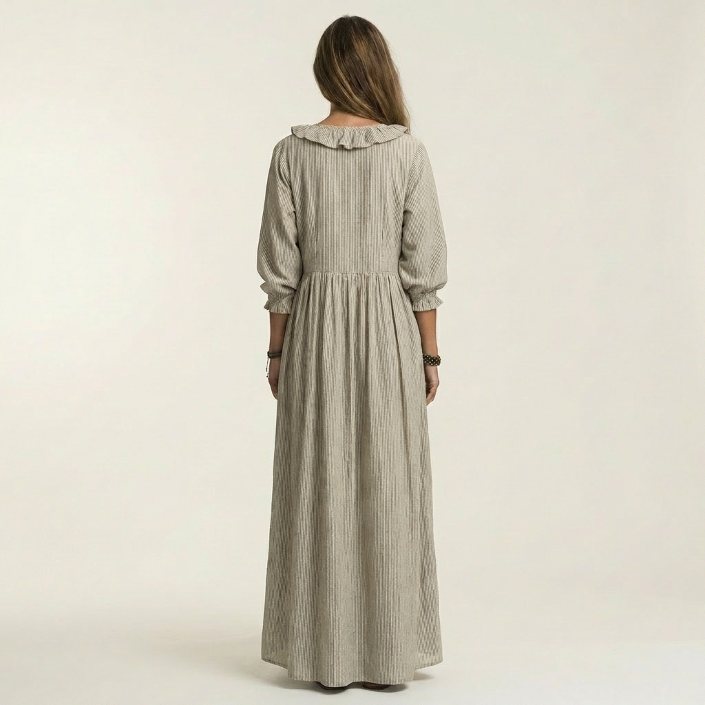 Robe Maxi Rayée à Volants