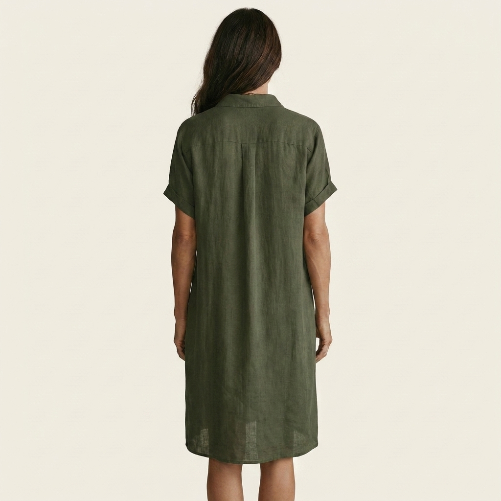 Robe Chemise Midi en Coton-Lin