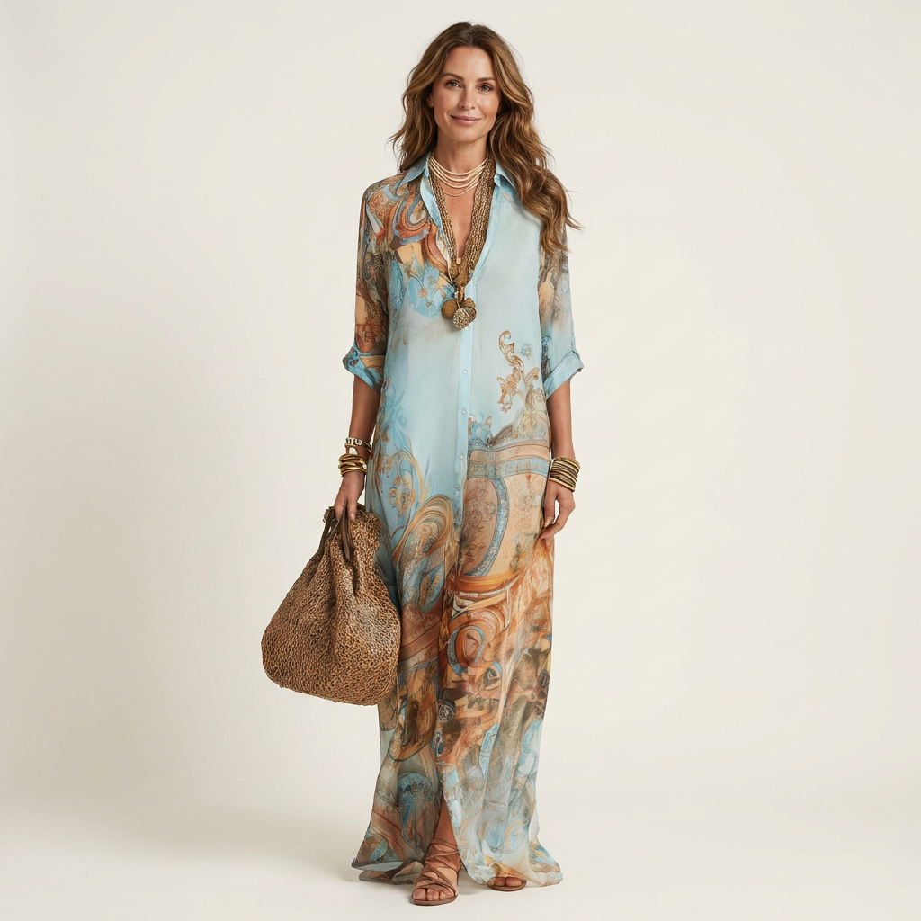 AliceLeon™ | Robe Chemise Maxi en Soie
