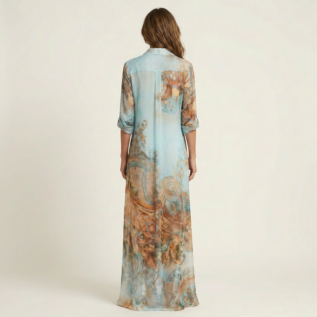 AliceLeon™ | Robe Chemise Maxi en Soie
