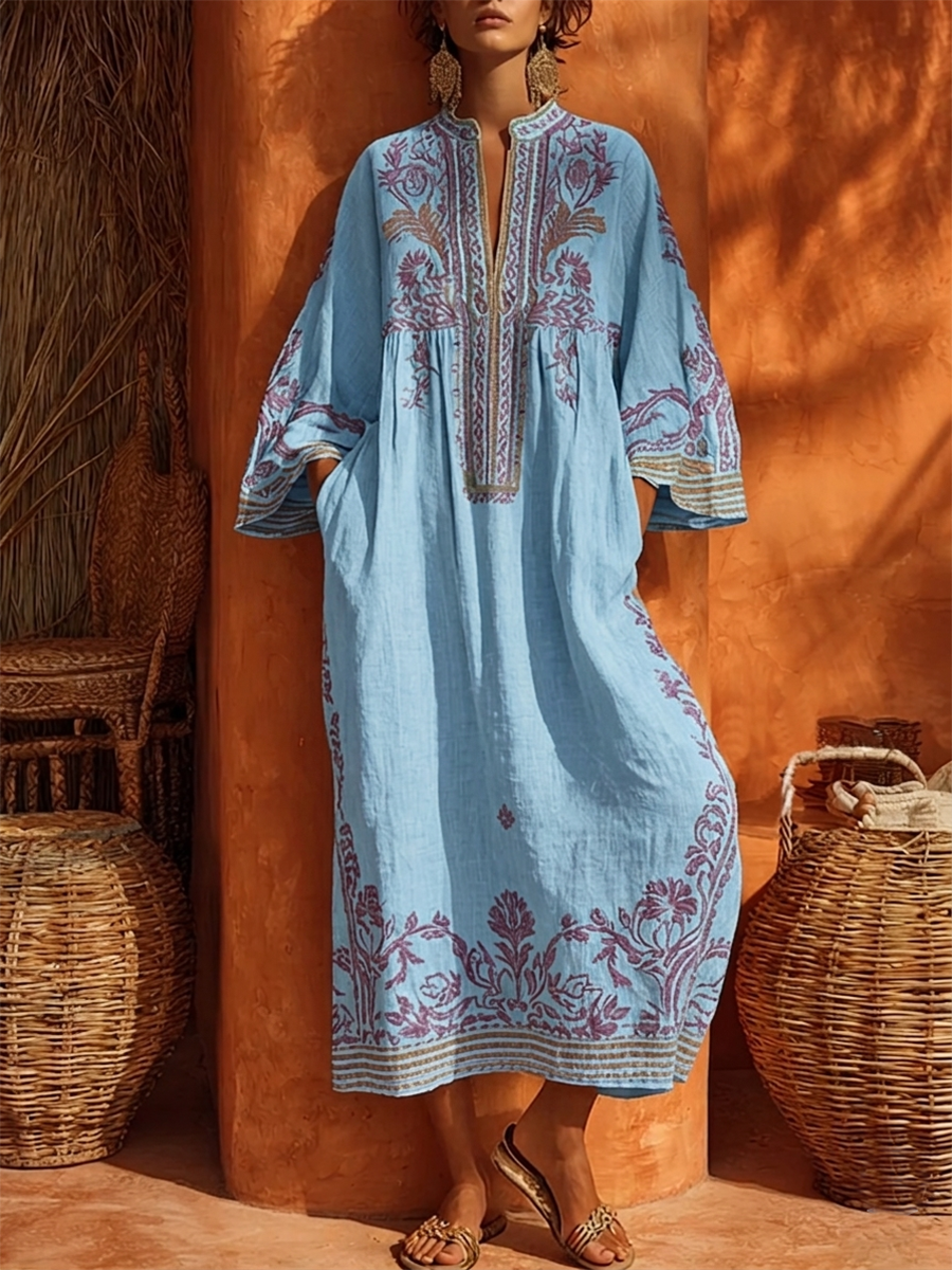 Robe Bohème Brodée Méditerranéenne