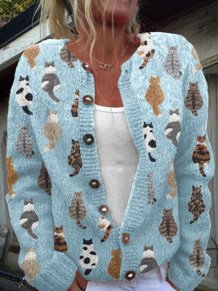 Charlotte™ | Cozy Printed Cat Cardigan