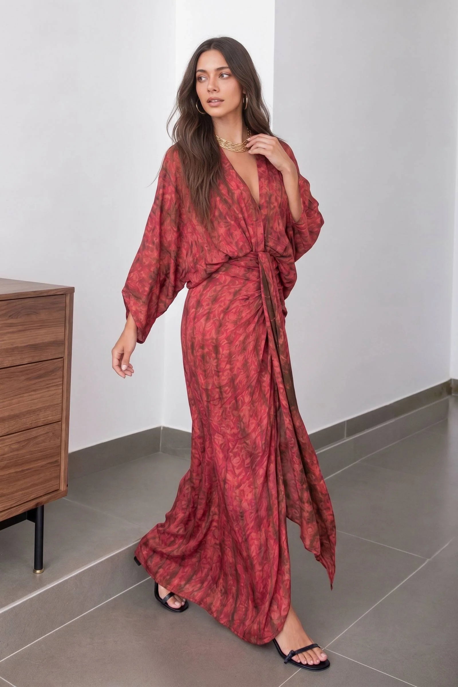 Kimono-Style Printed Robe