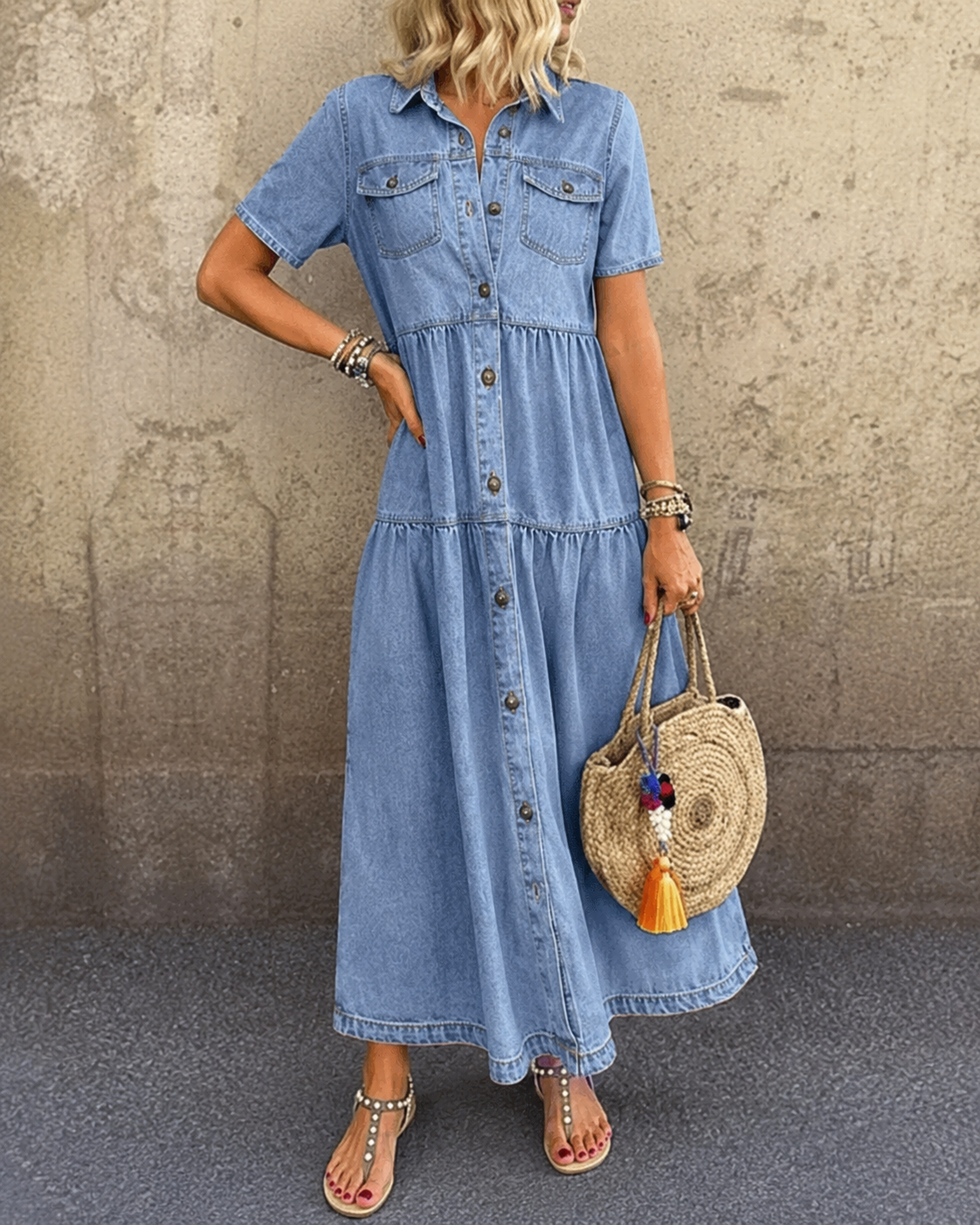 Grace | Robe Midi en Denim