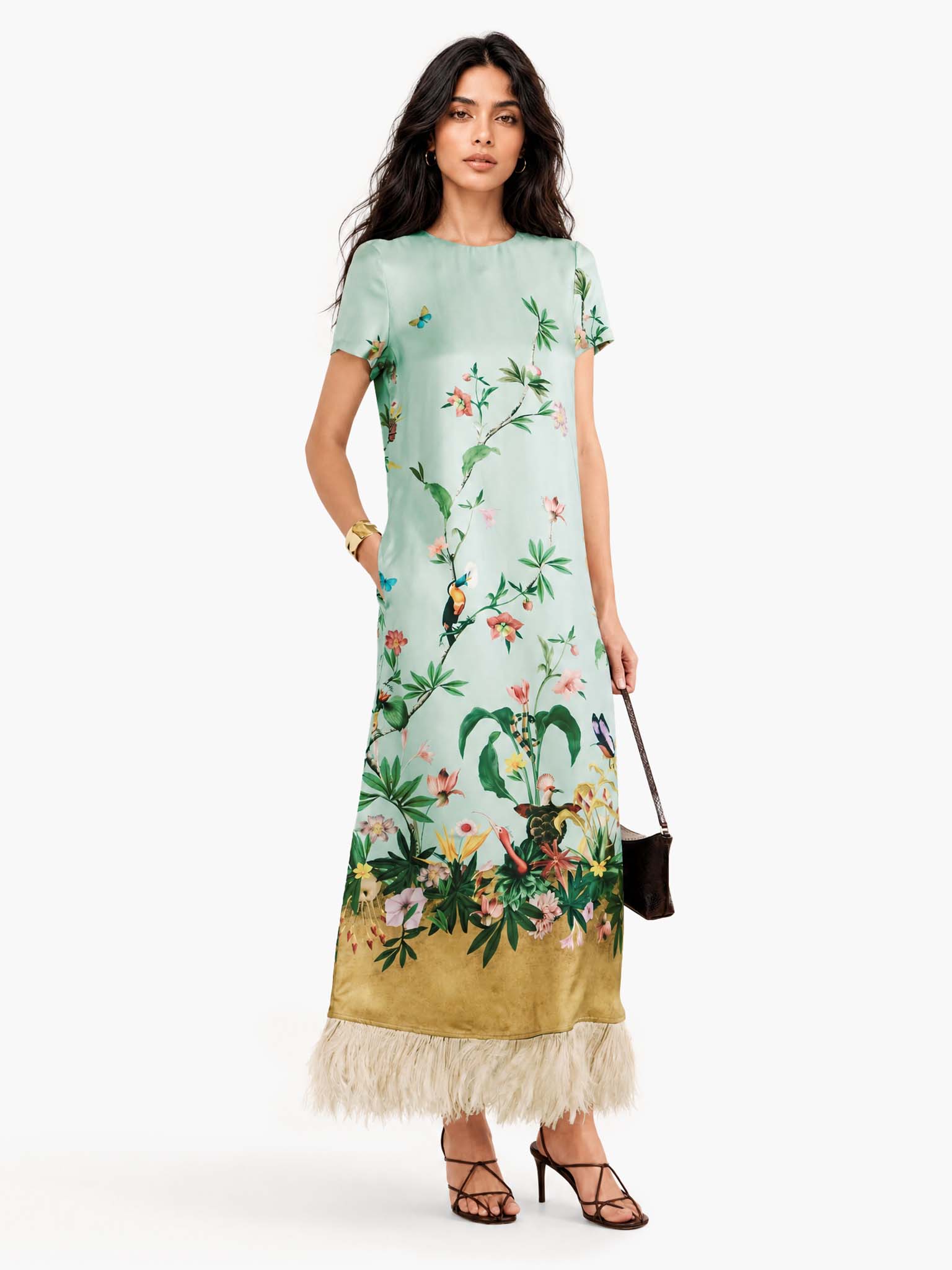 Robe maxi rétro imprimée