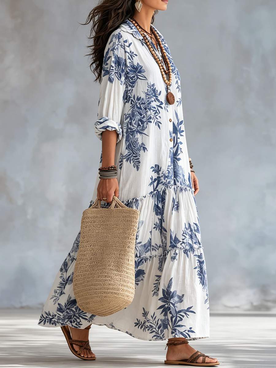 Robe Maxi Fleurie Bohème à Volants