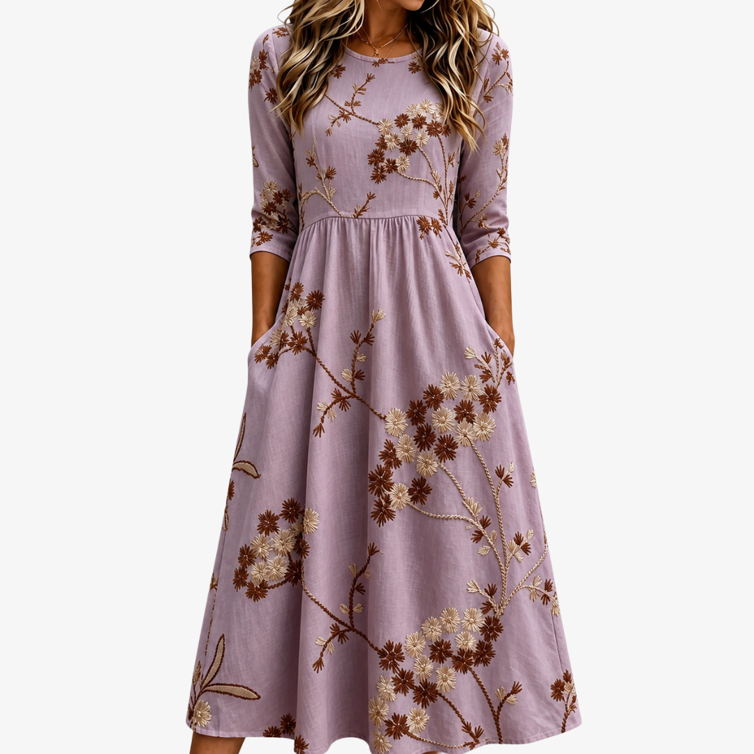 Robe Midi Florale à Poches Heather Meadow