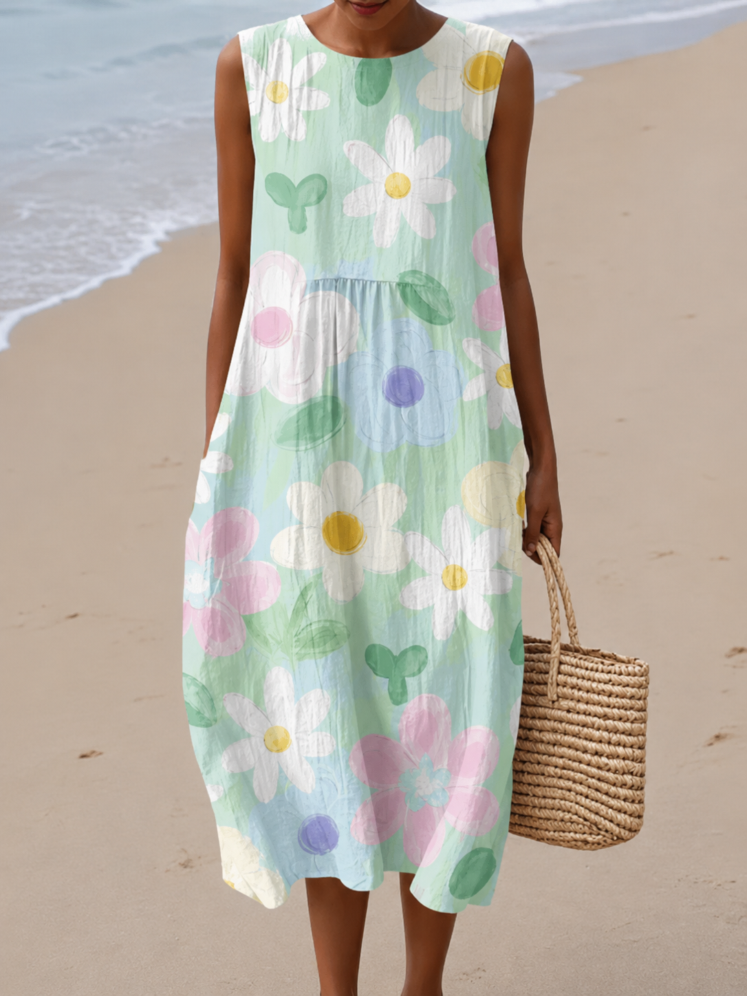 AliceLeon™ | Pastel Floral Midi Robe