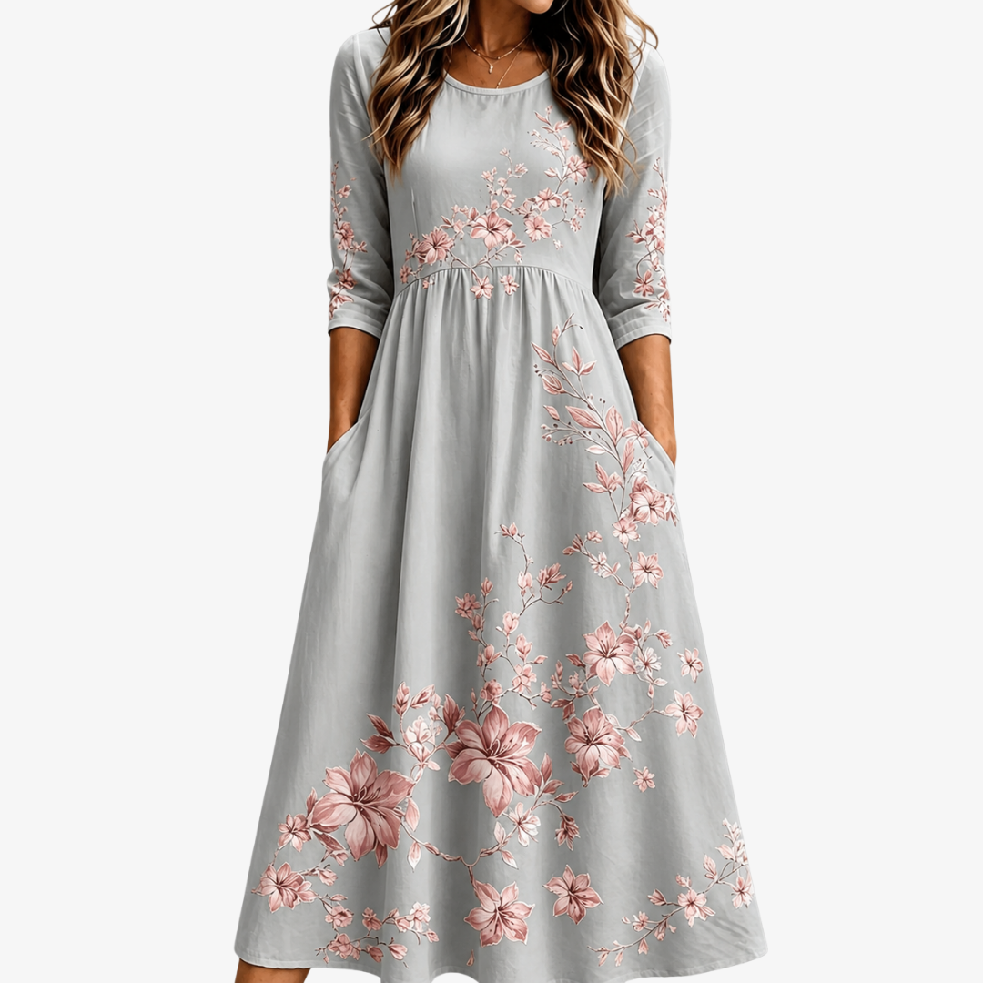 Robe Midi Florale Argentée