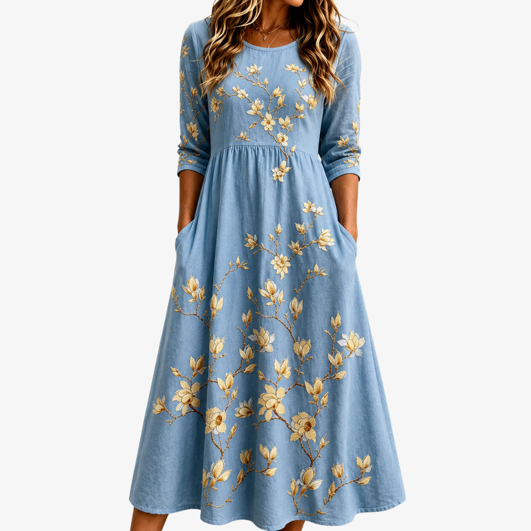 Robe Midi Myosotis à Poches