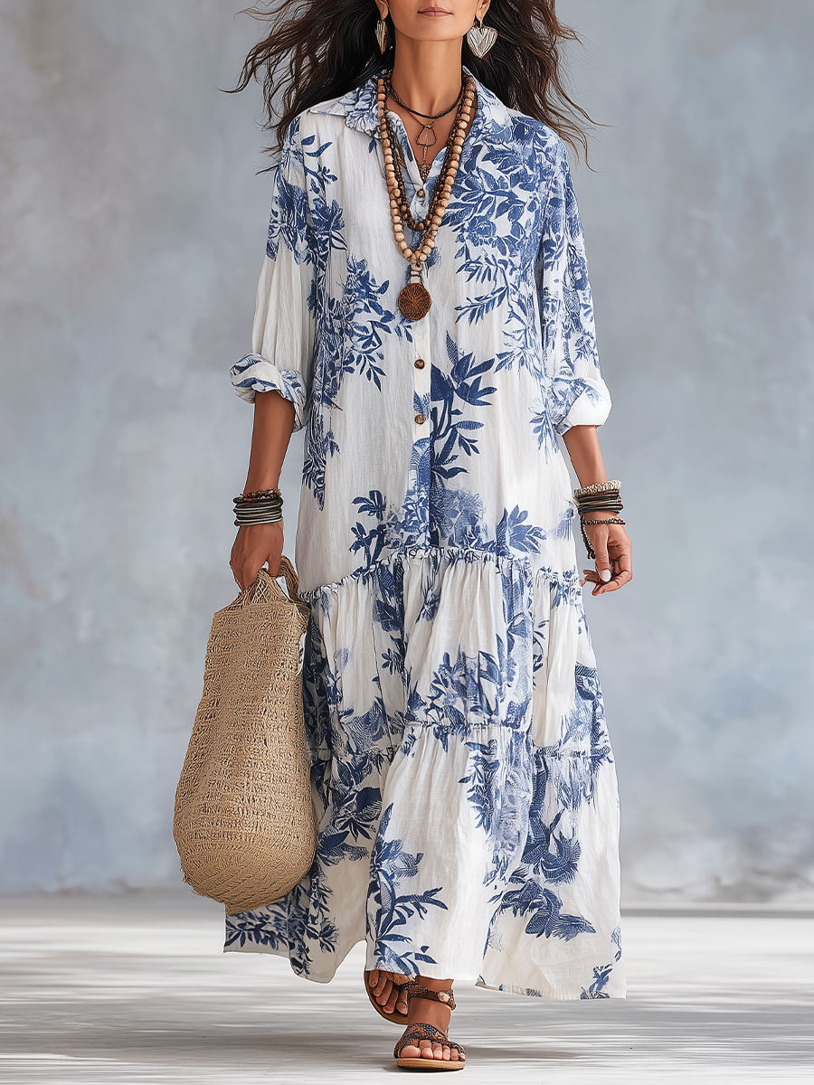 Robe Maxi Fleurie Bohème à Volants