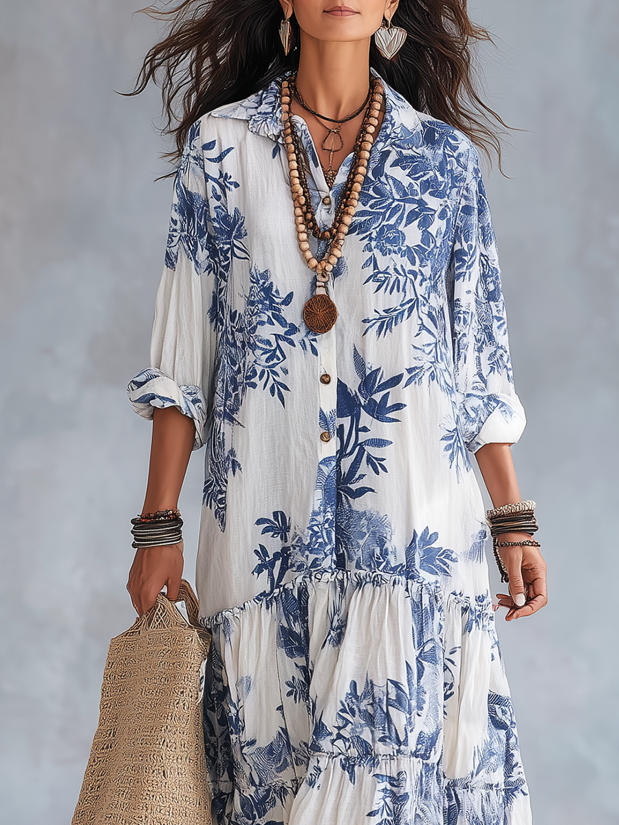 Robe Maxi Fleurie Bohème à Volants