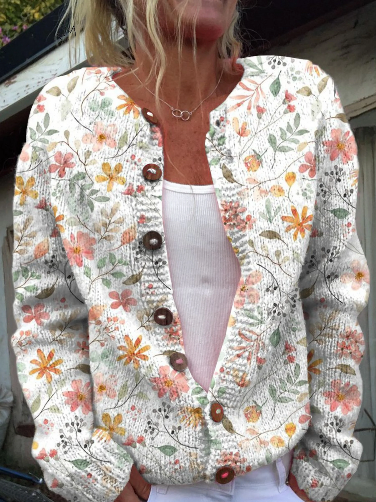 Greta™ | Vintage Floral Knit Cardigan