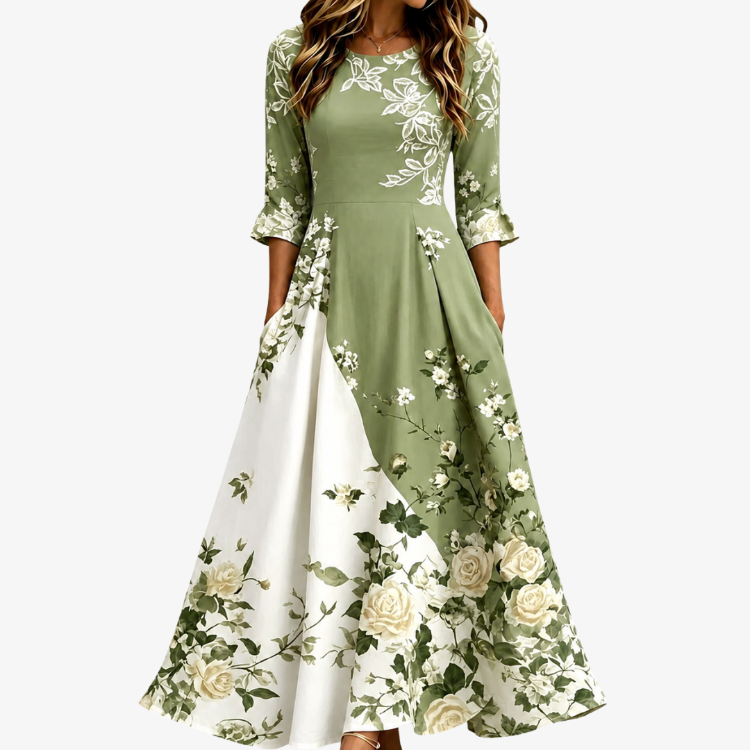 Maxi Robe Poches Rose Jardin Sauge