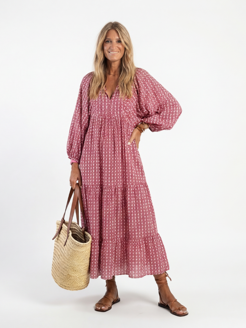 Arlette | Robe midi à manches longues