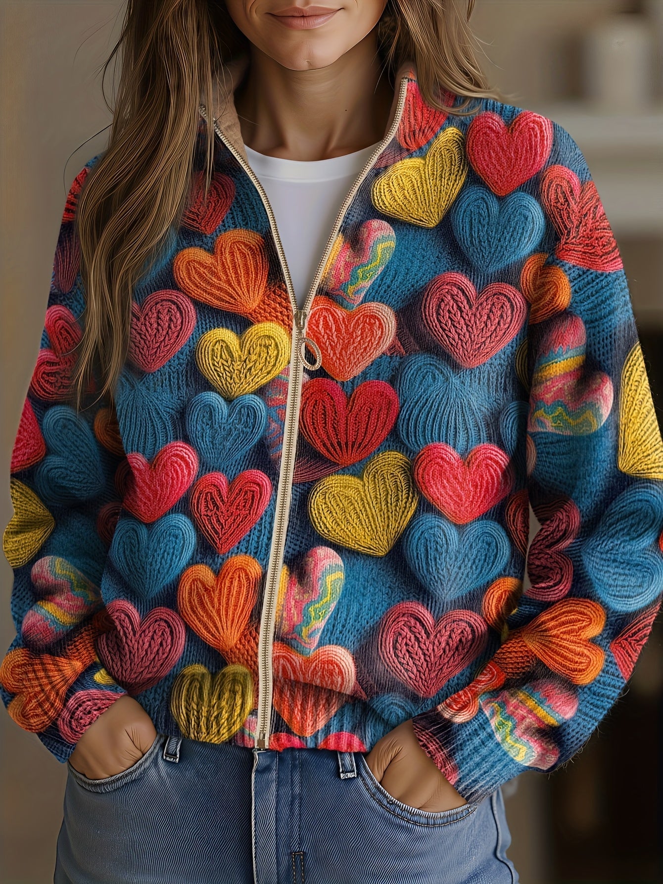 Valentine | Cardigan Cœurs Multicolores