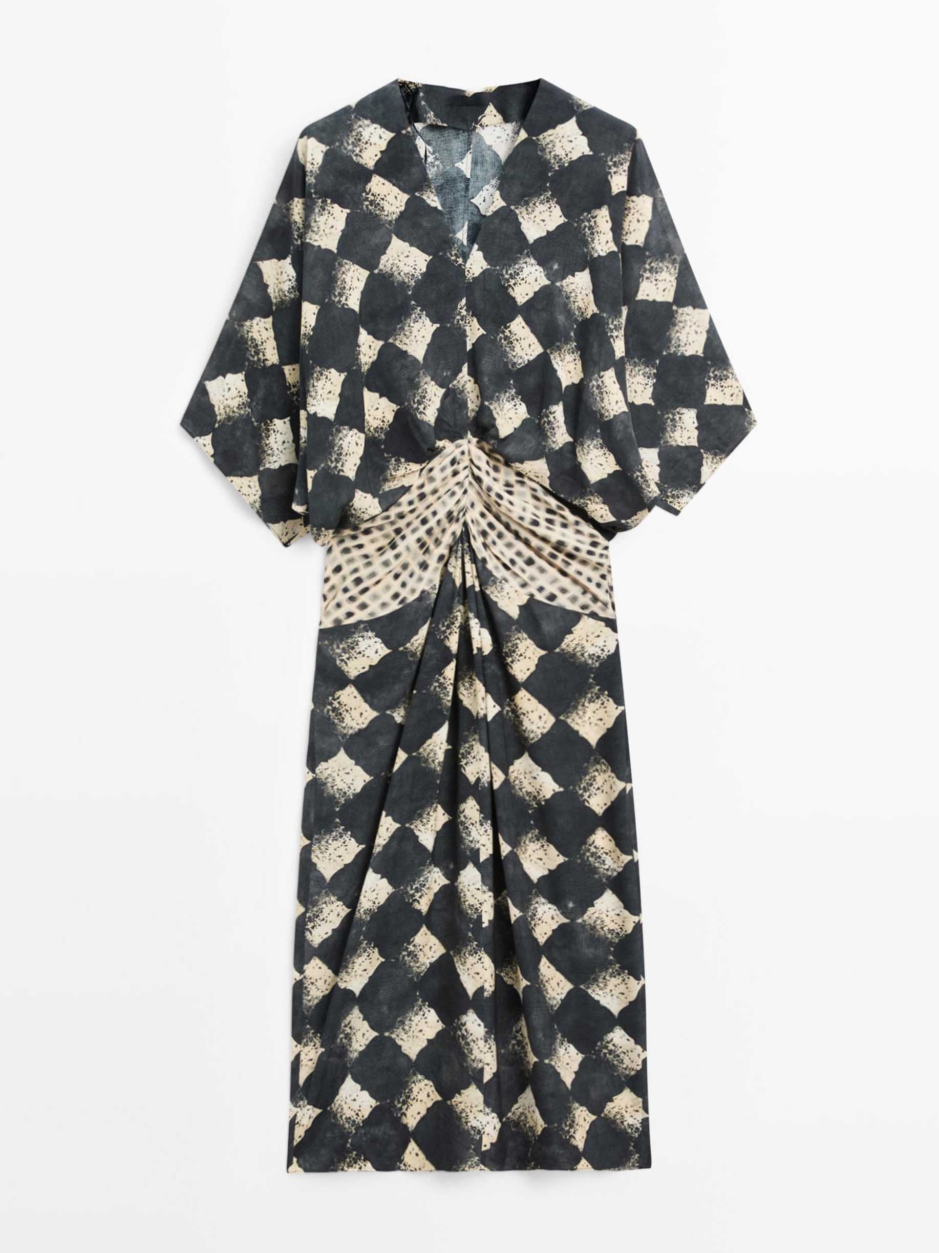 Robe maxi kimono abstraite
