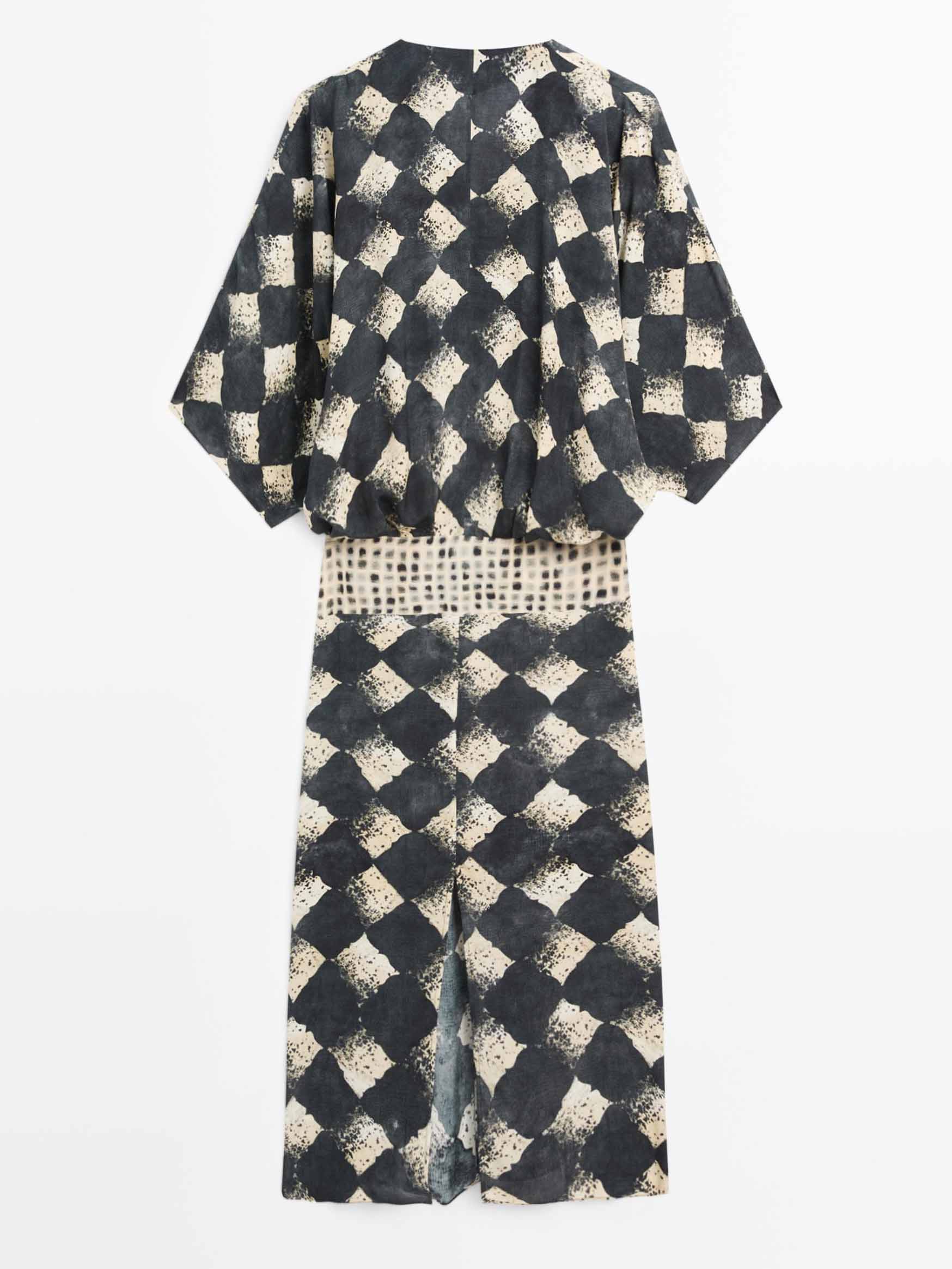 Robe maxi kimono abstraite