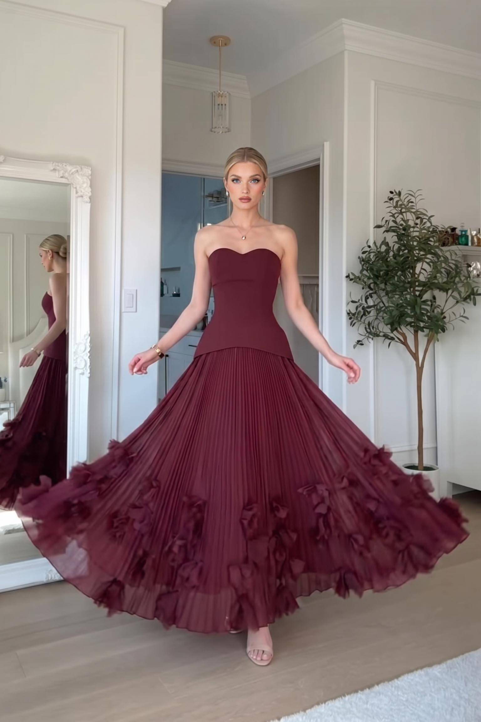 Maxi Dress with Petal Design