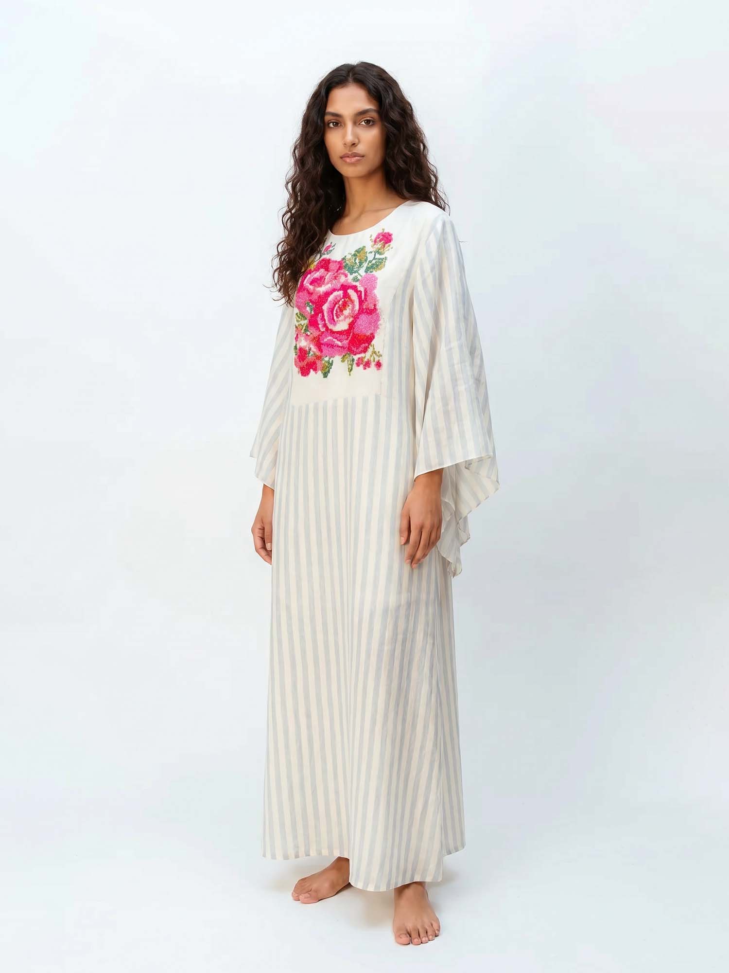 Robe Maxi Fleurie Rose Blush