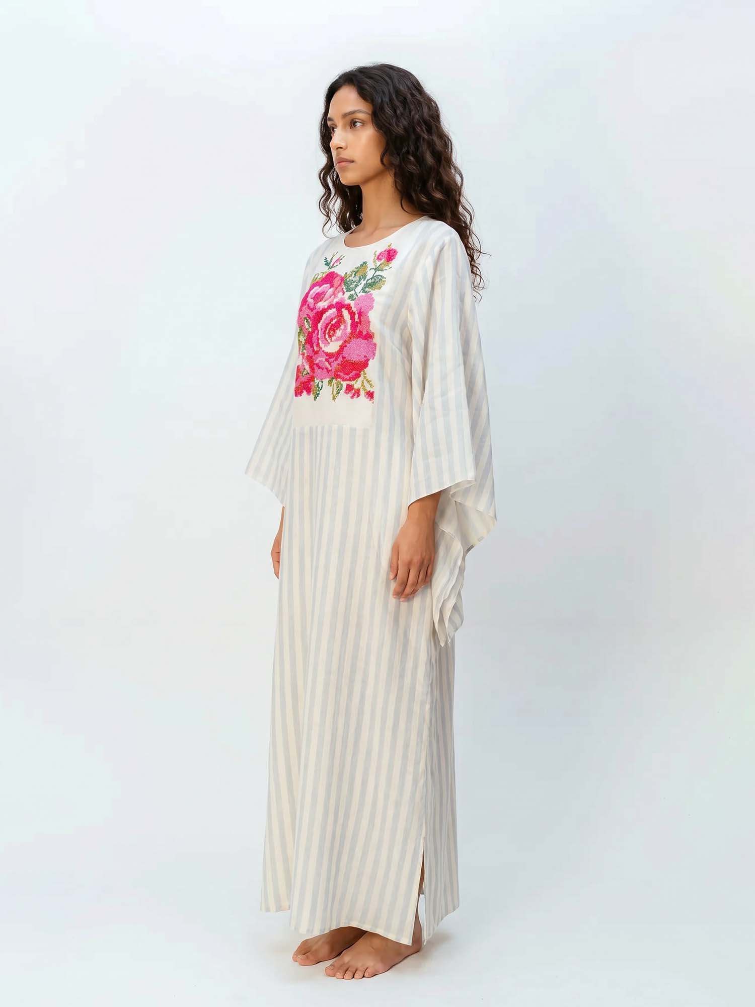 Robe Maxi Fleurie Rose Blush