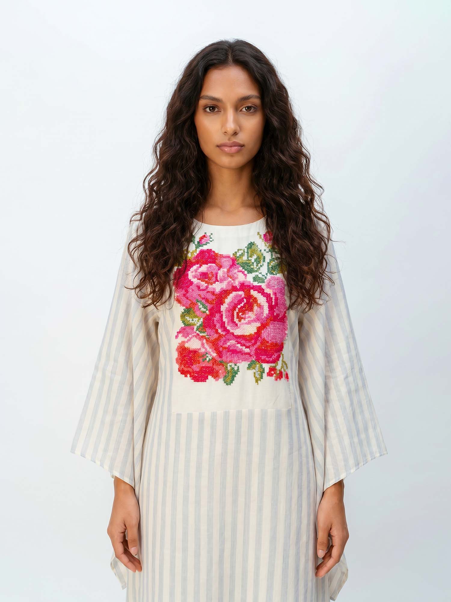 Robe Maxi Fleurie Rose Blush