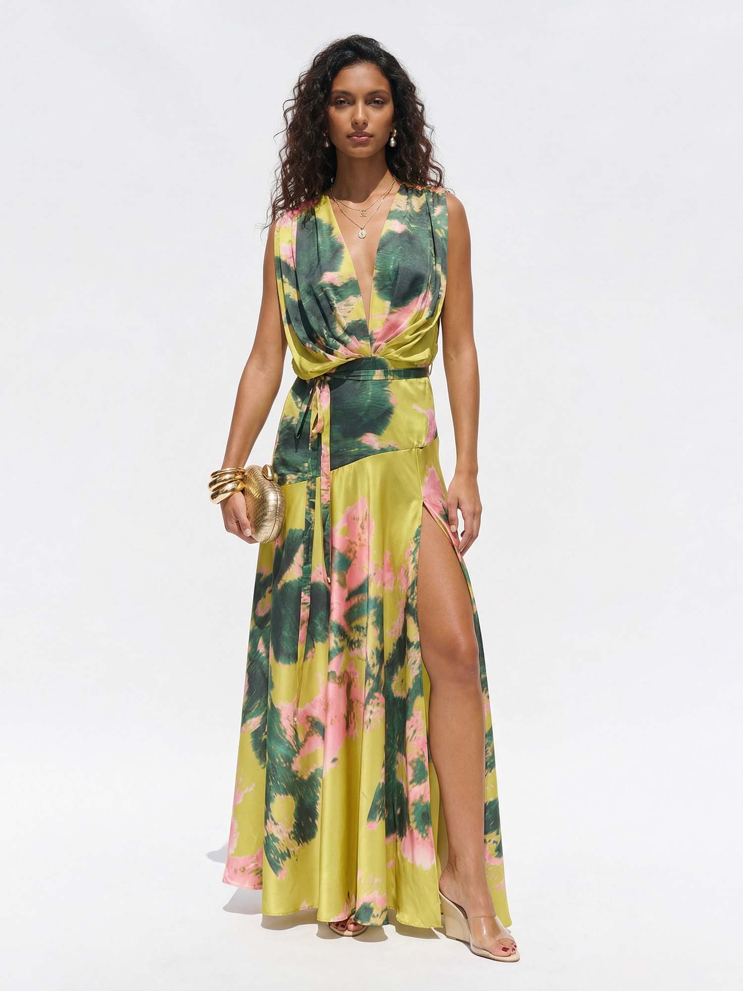 Robe maxi citron portefeuille