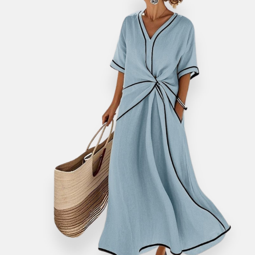 Robe avec nœud et bordures contrastées