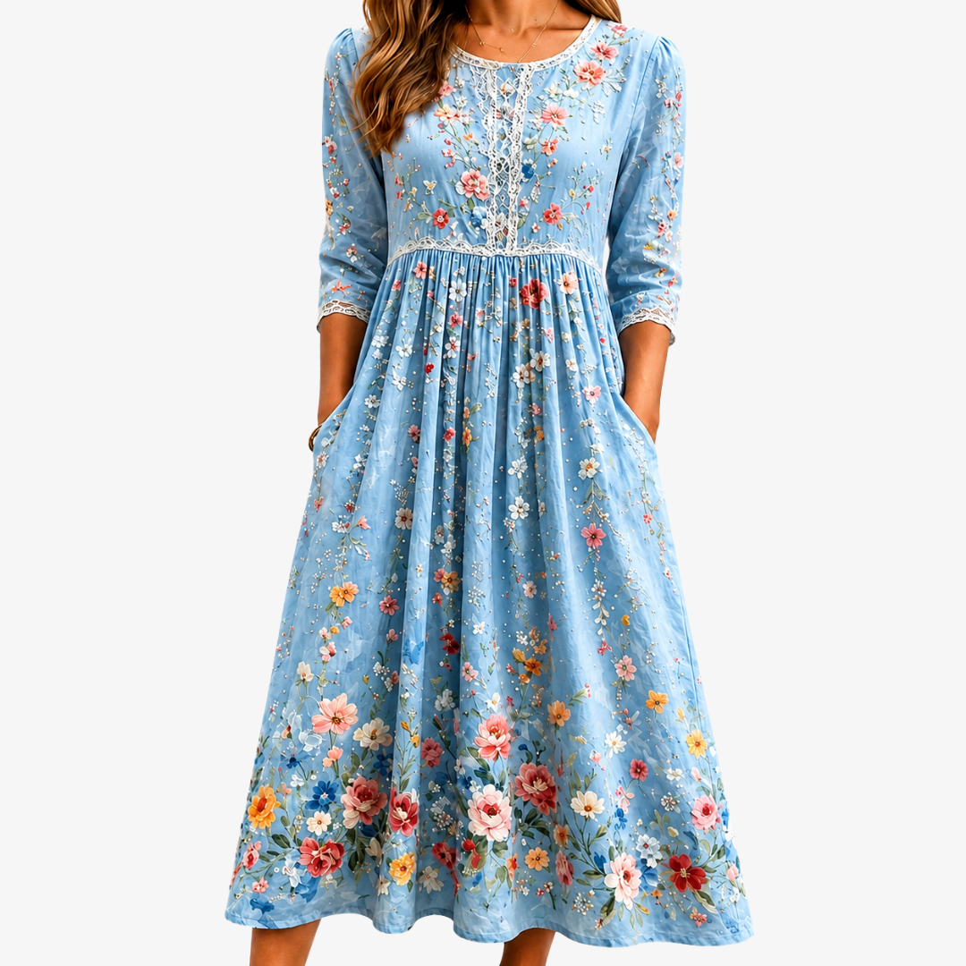 Robe Midi Fleurs Célestes