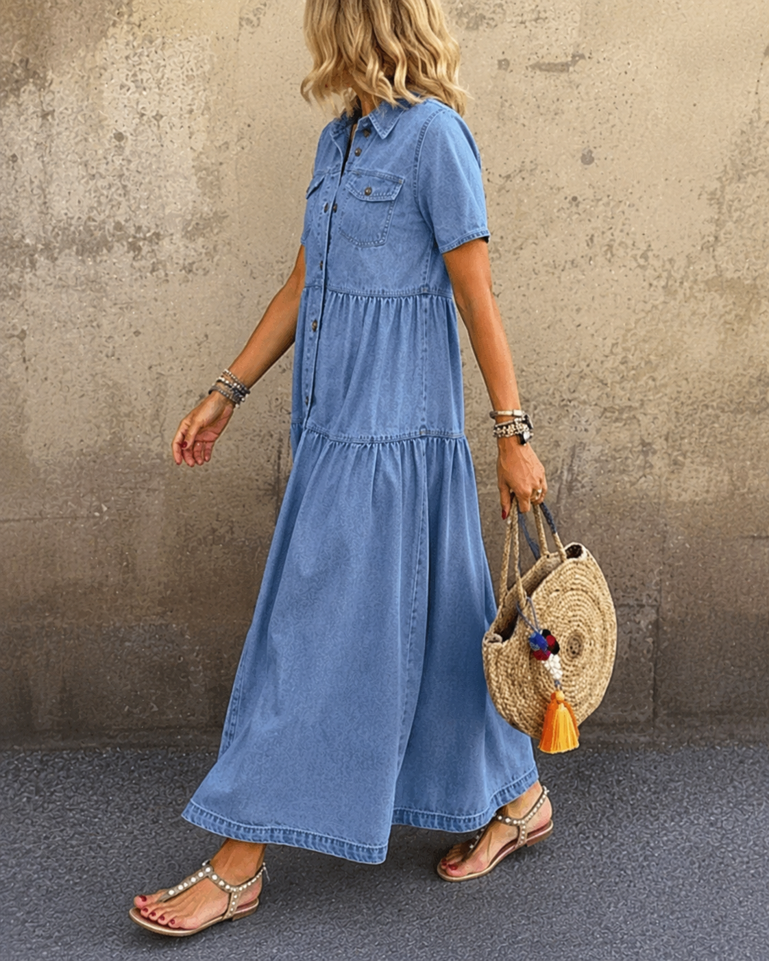 Grace | Robe Midi en Denim