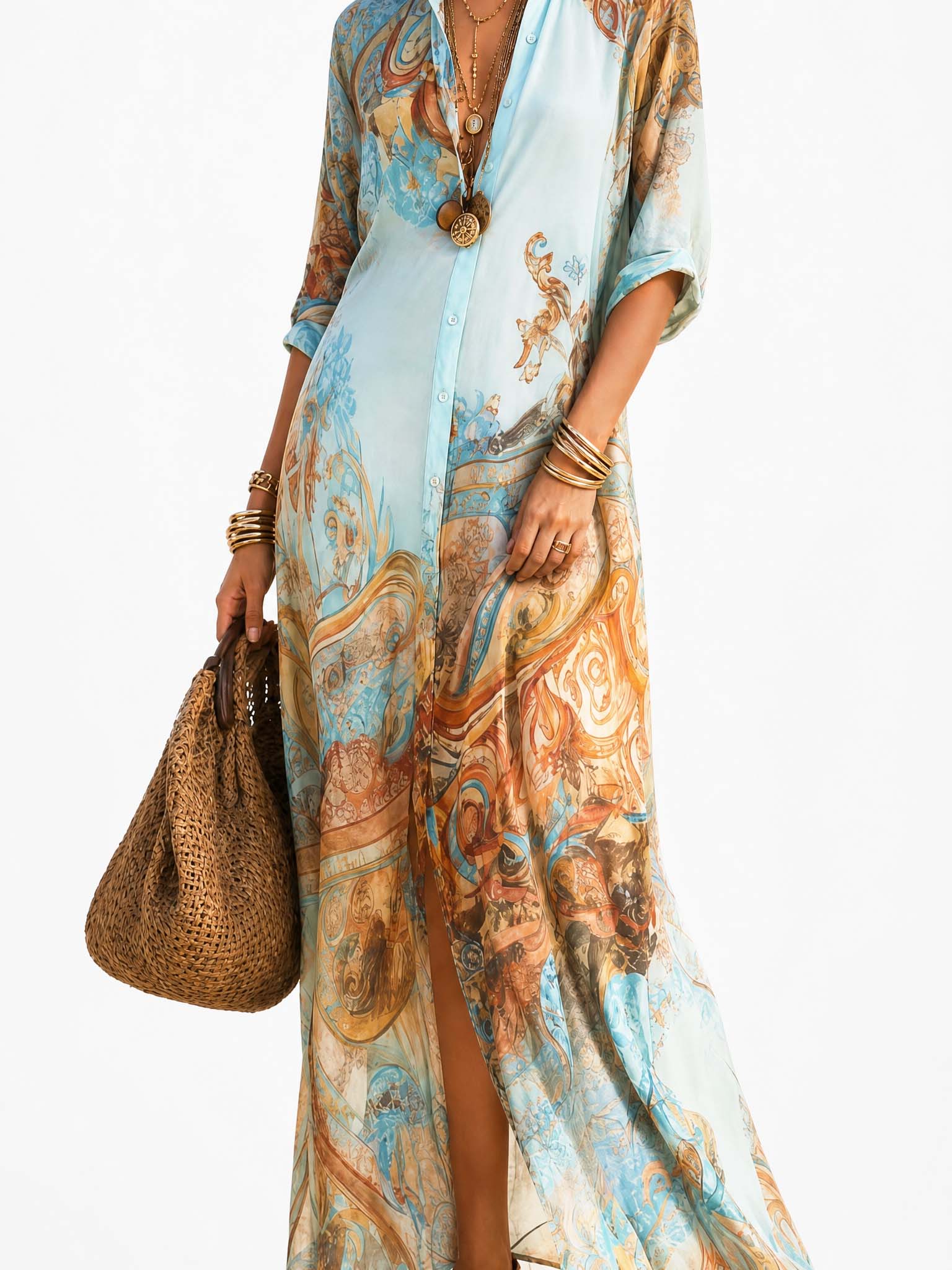 Maxi Robe Imprimée Style Bohème