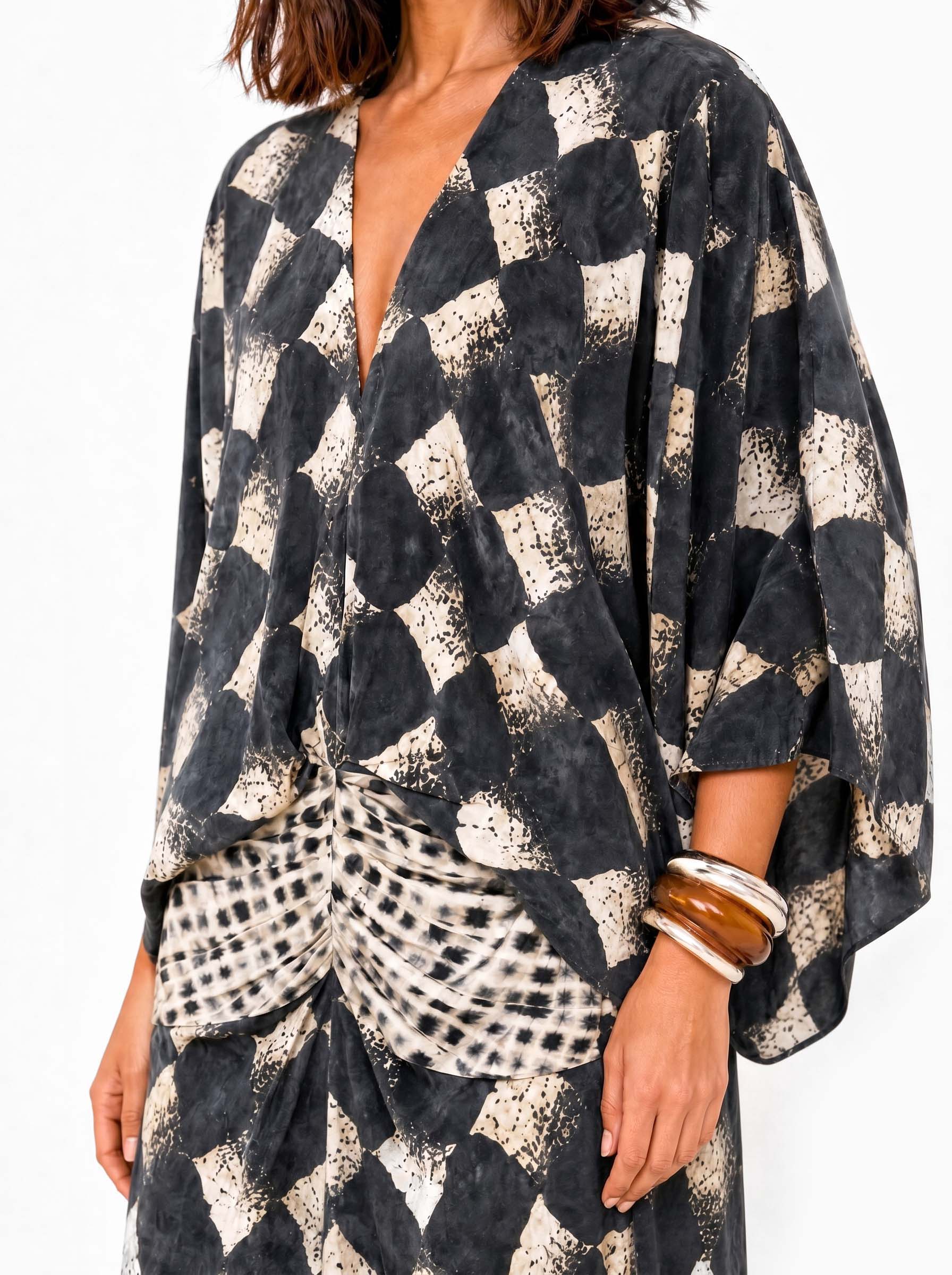 Robe maxi kimono abstraite