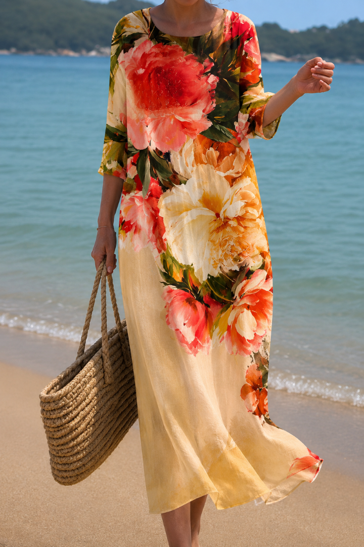Golden Bloom Elegance Dress