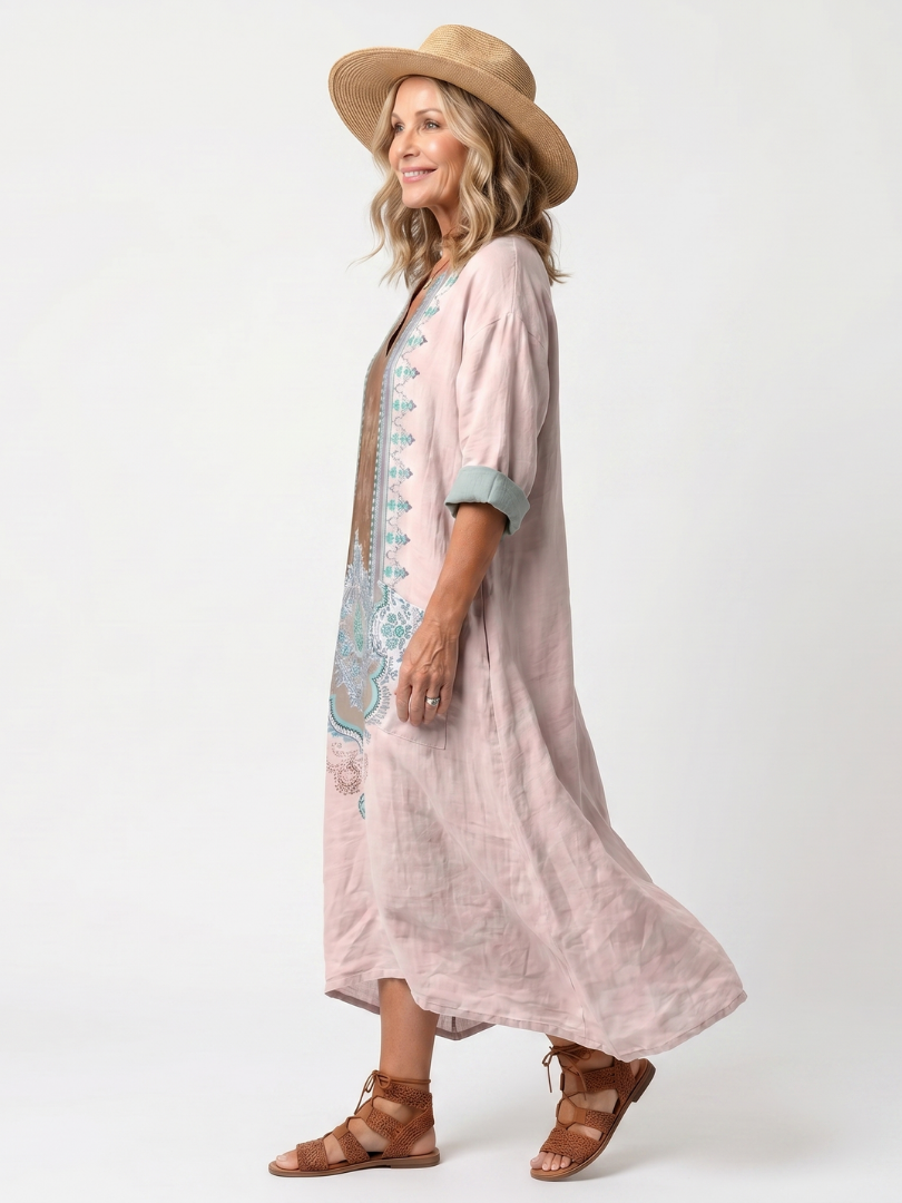 Kenza | Robe midi brodée