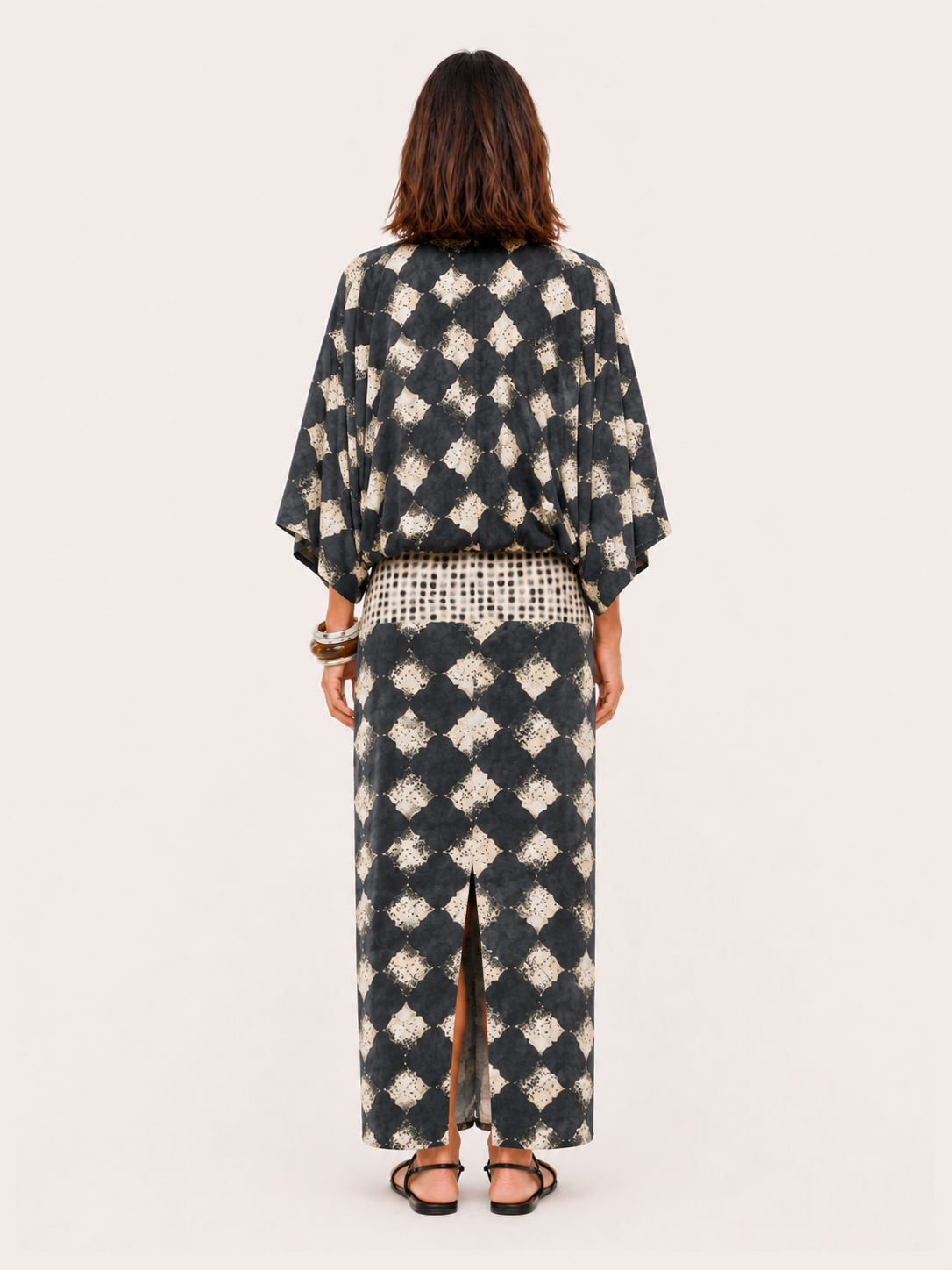 Robe maxi kimono abstraite