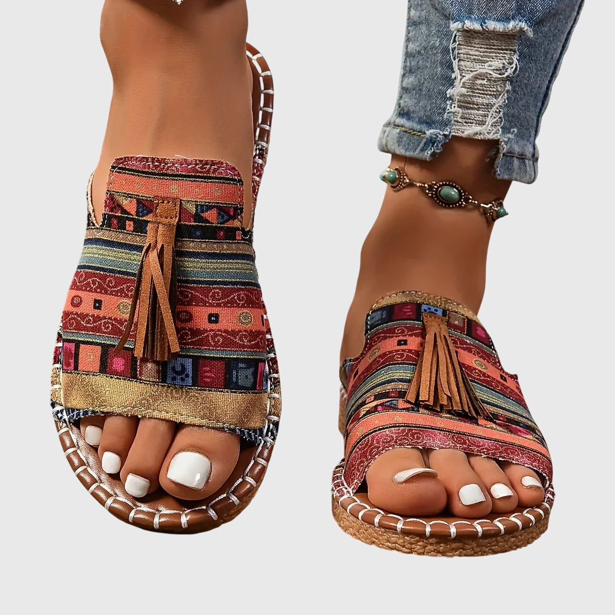 AliceLeon™ | Sandales Bohèmes Nathalie à Pompons