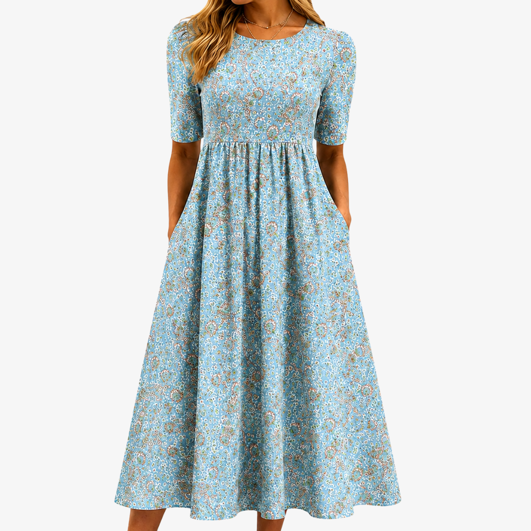 Robe Maxi Mosaïque avec Poches Bord de Mer