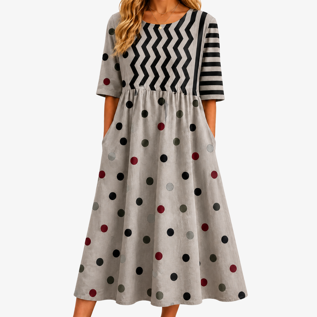 Robe Midi Motif Contemporain