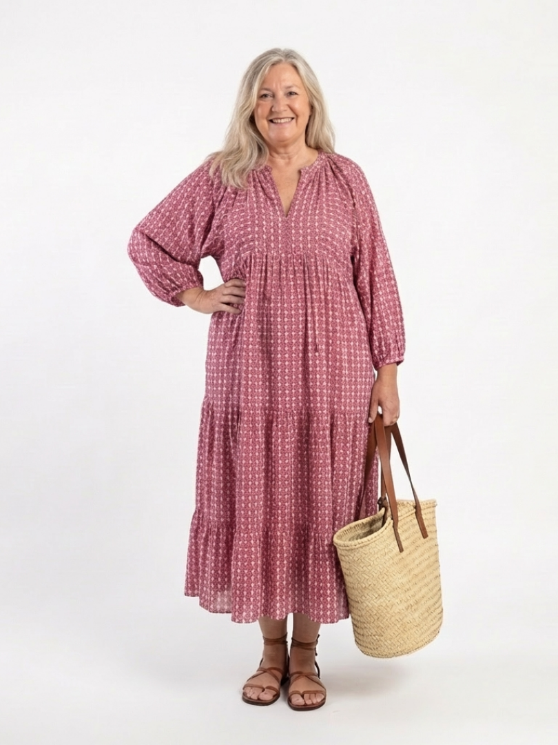 Arlette | Robe midi à manches longues