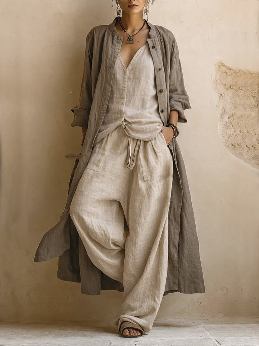 Ensemble Bohème 3 Pièces avec Cardigan Long