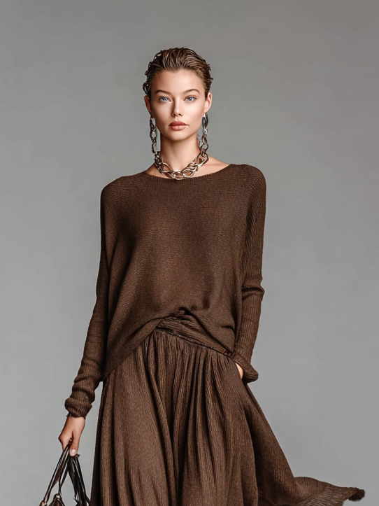 AliceLeon™ | Ensemble Jupe et Pull à Col Ronde